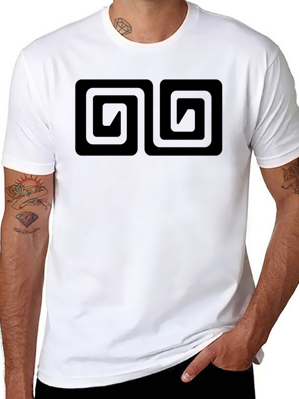 Mens Black T-Shirt with Double Maze Design