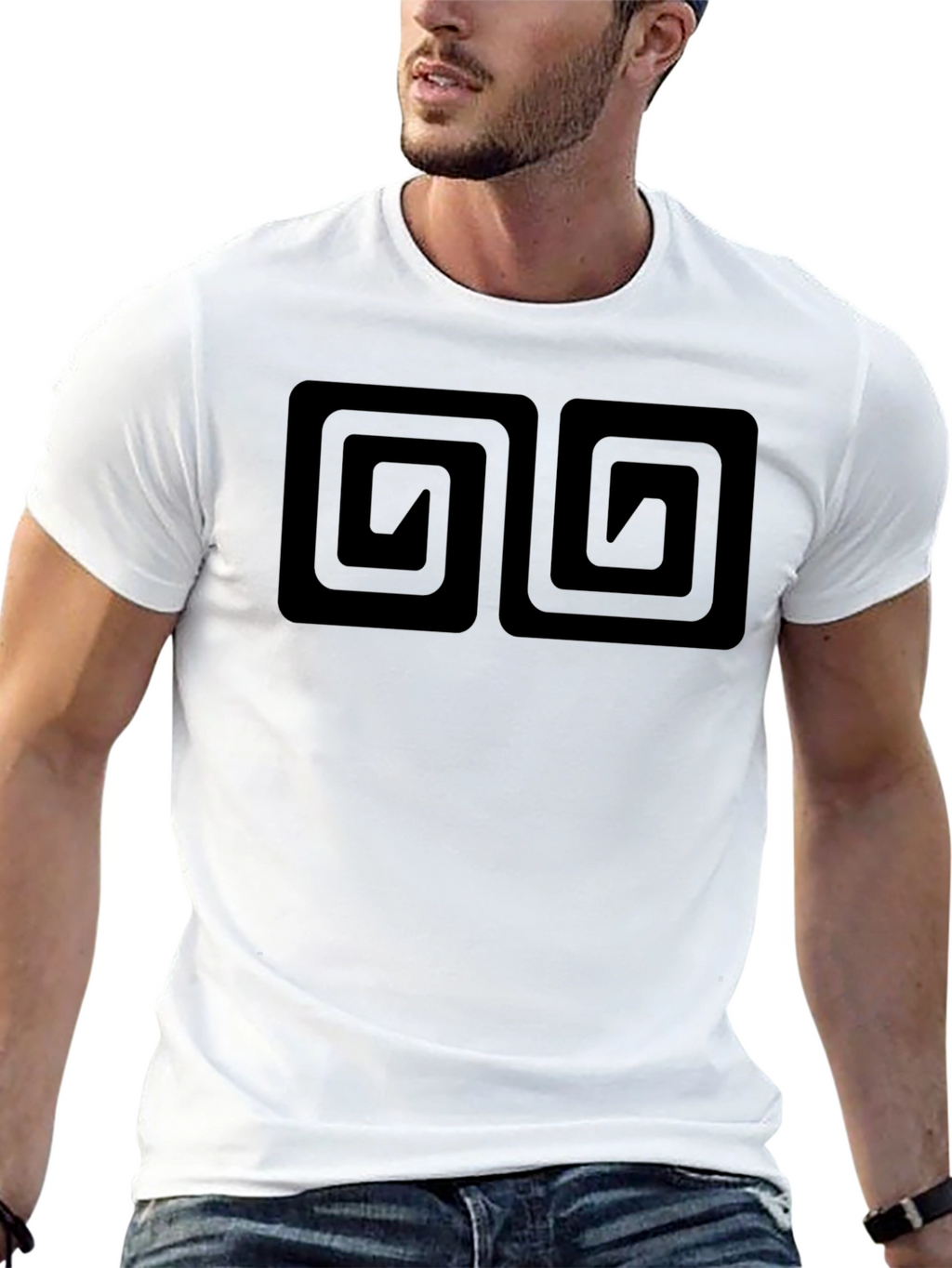 Mens Black T-Shirt with Double Maze Design