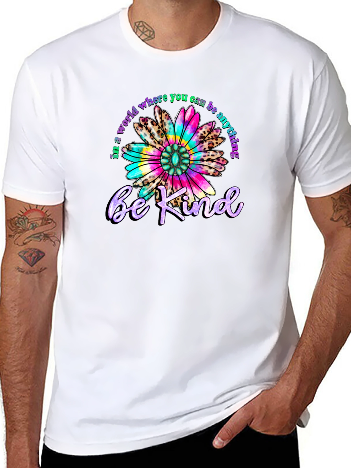Be Kind T-Shirt - Floral Design