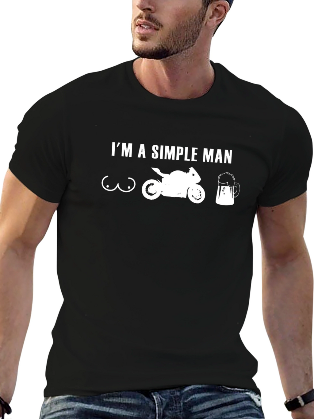 Simple Man T-Shirt - Motorcycle & Beer Design