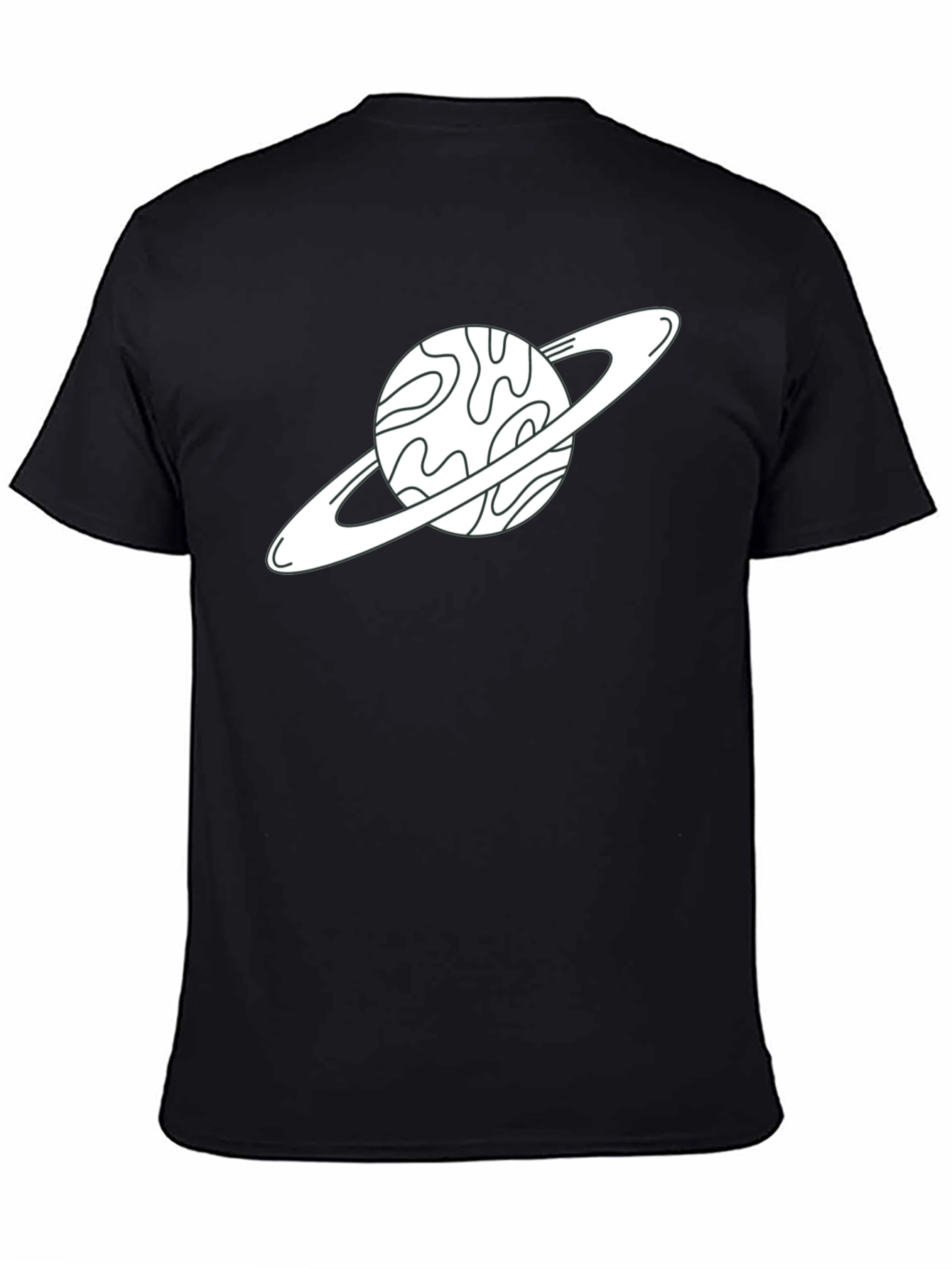 Saturn Graphic Tee - Space Lovers Black Cotton T-Shirt