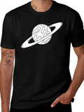 Saturn Graphic Tee - Space Lovers Black Cotton T-Shirt