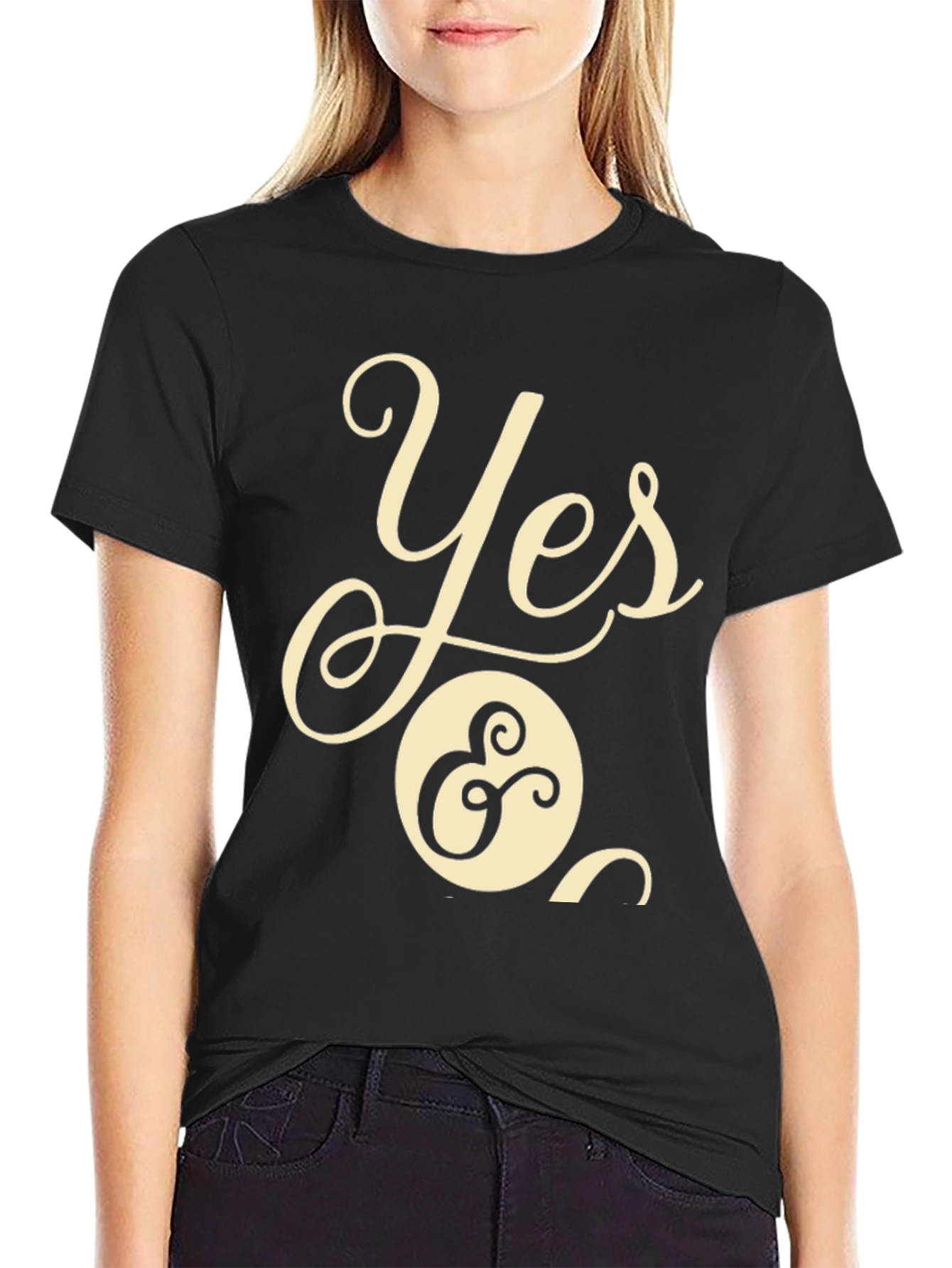 Yes & T-Shirt - Casual Black Tee