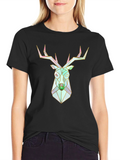Geometric Deer Head Graphic T-Shirt