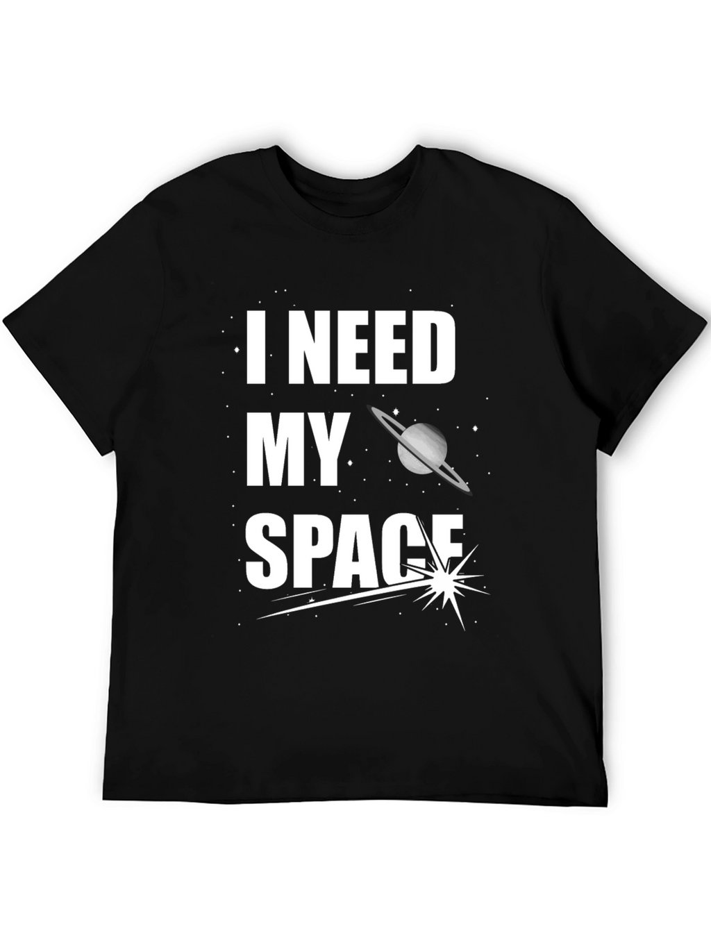 I Need My Space Graphic T-Shirt - Black Cotton