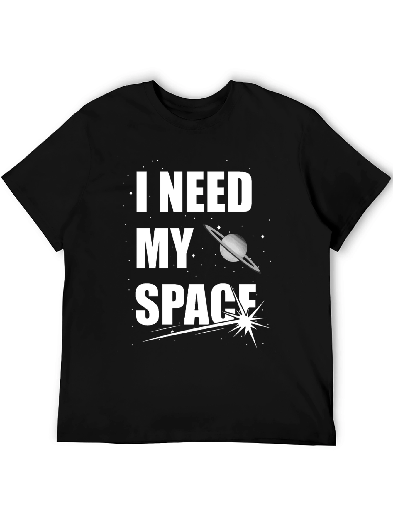 I Need My Space Graphic T-Shirt - Black Cotton