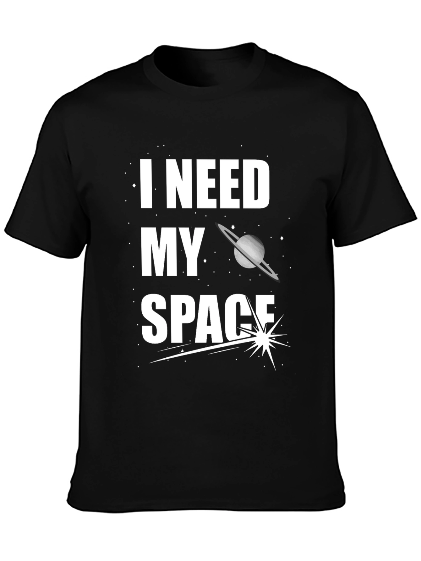 I Need My Space Graphic T-Shirt - Black Cotton