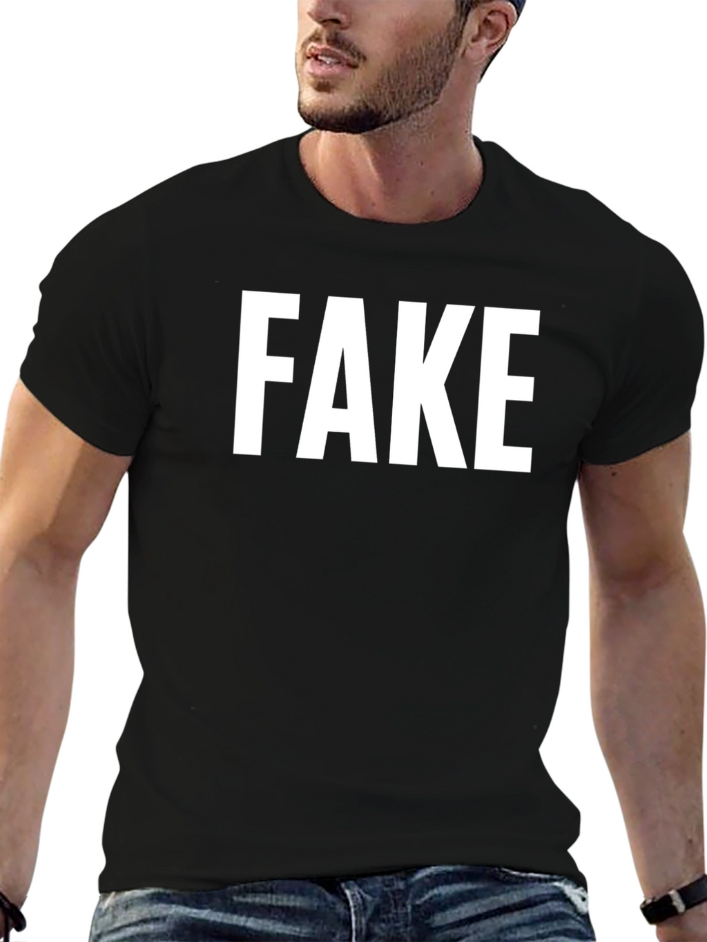 FAKE Graphic Tee - Unisex Crew Neck T-Shirt