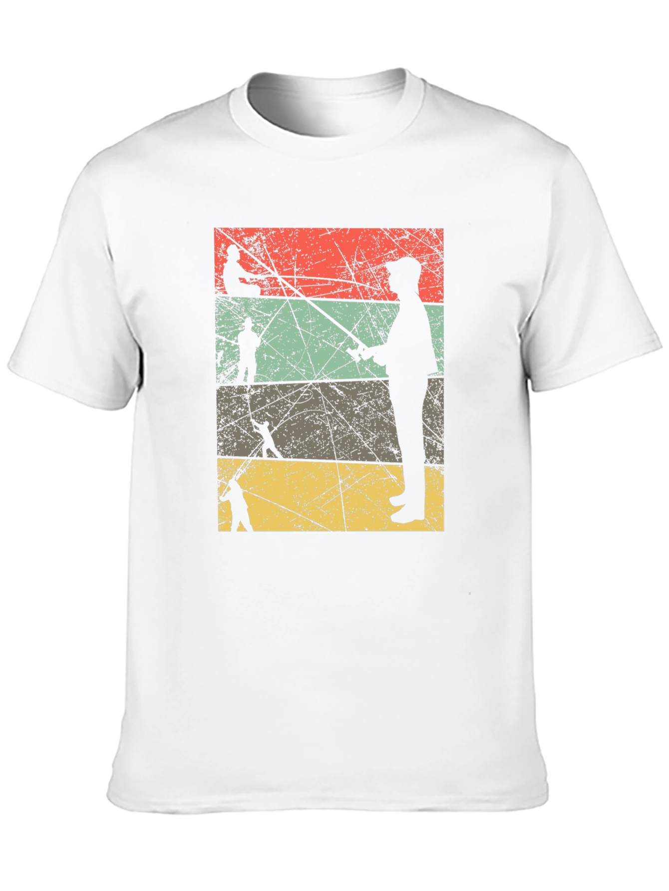 Vintage Fishing Silhouette Mens Black T-Shirt