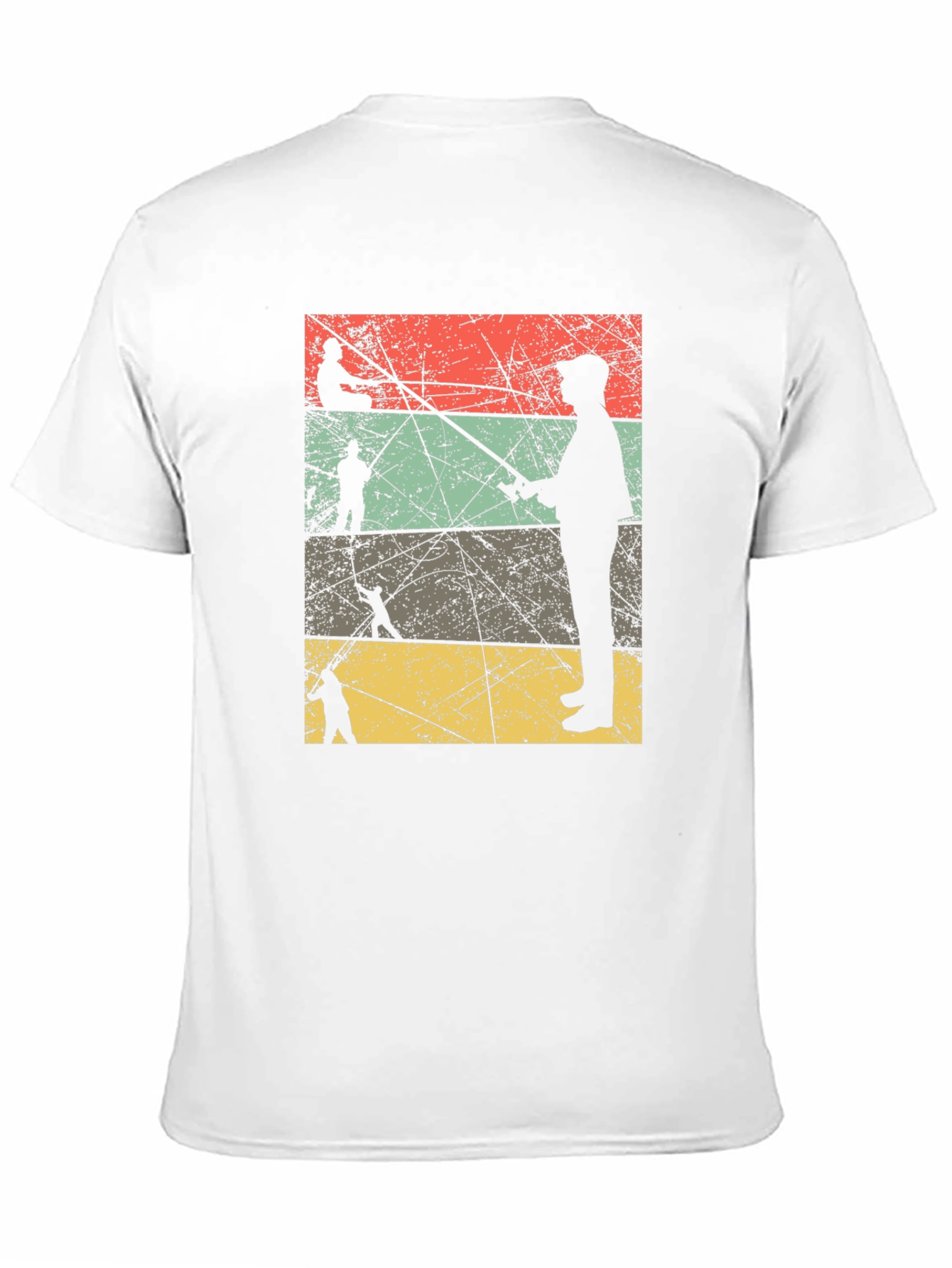 Vintage Fishing Silhouette Mens Black T-Shirt
