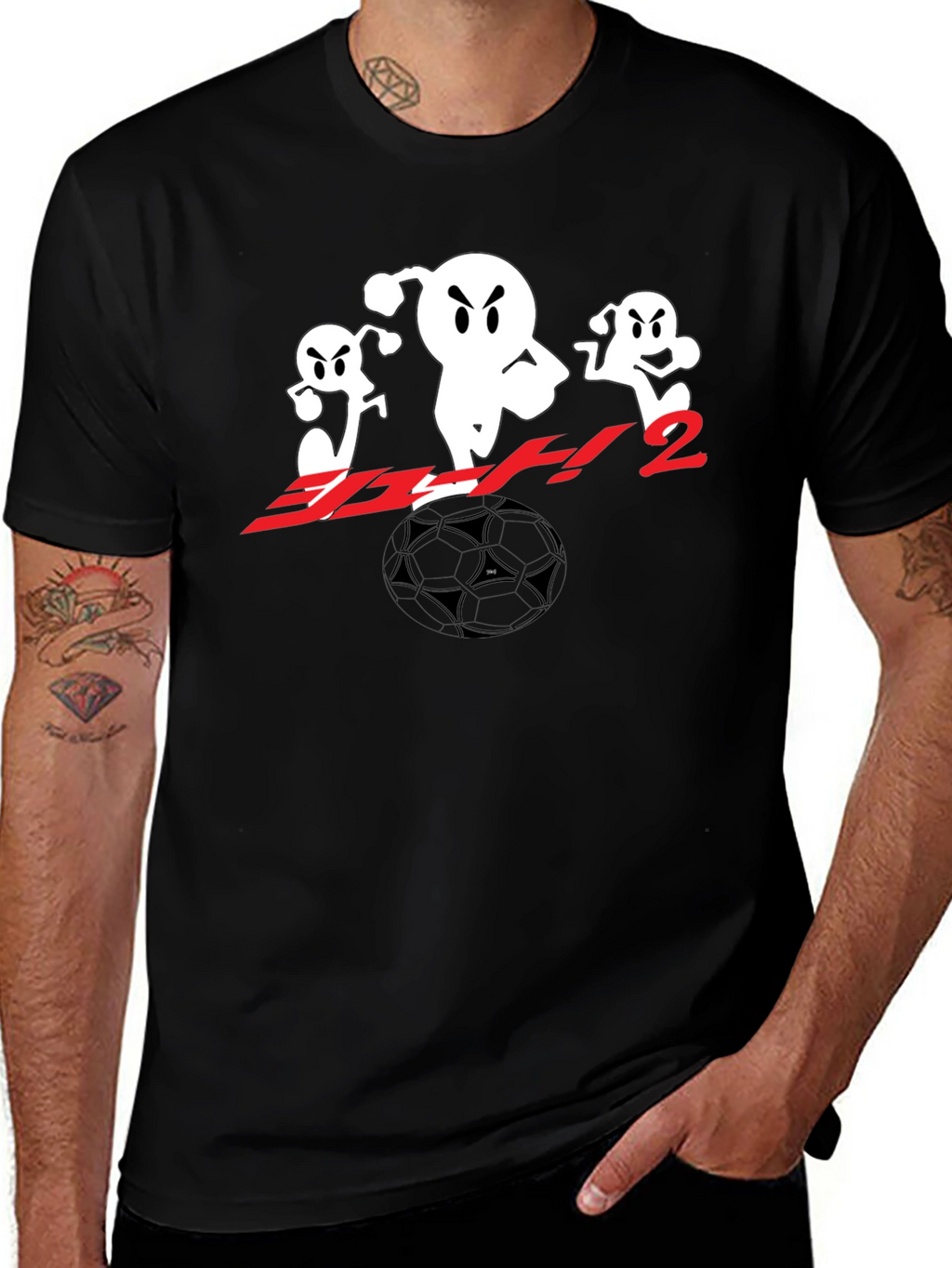 Black T-Shirt with Anime Soccer Design