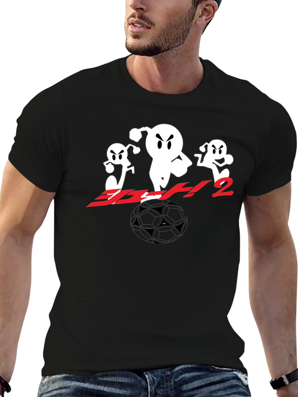 Black T-Shirt with Anime Soccer Design