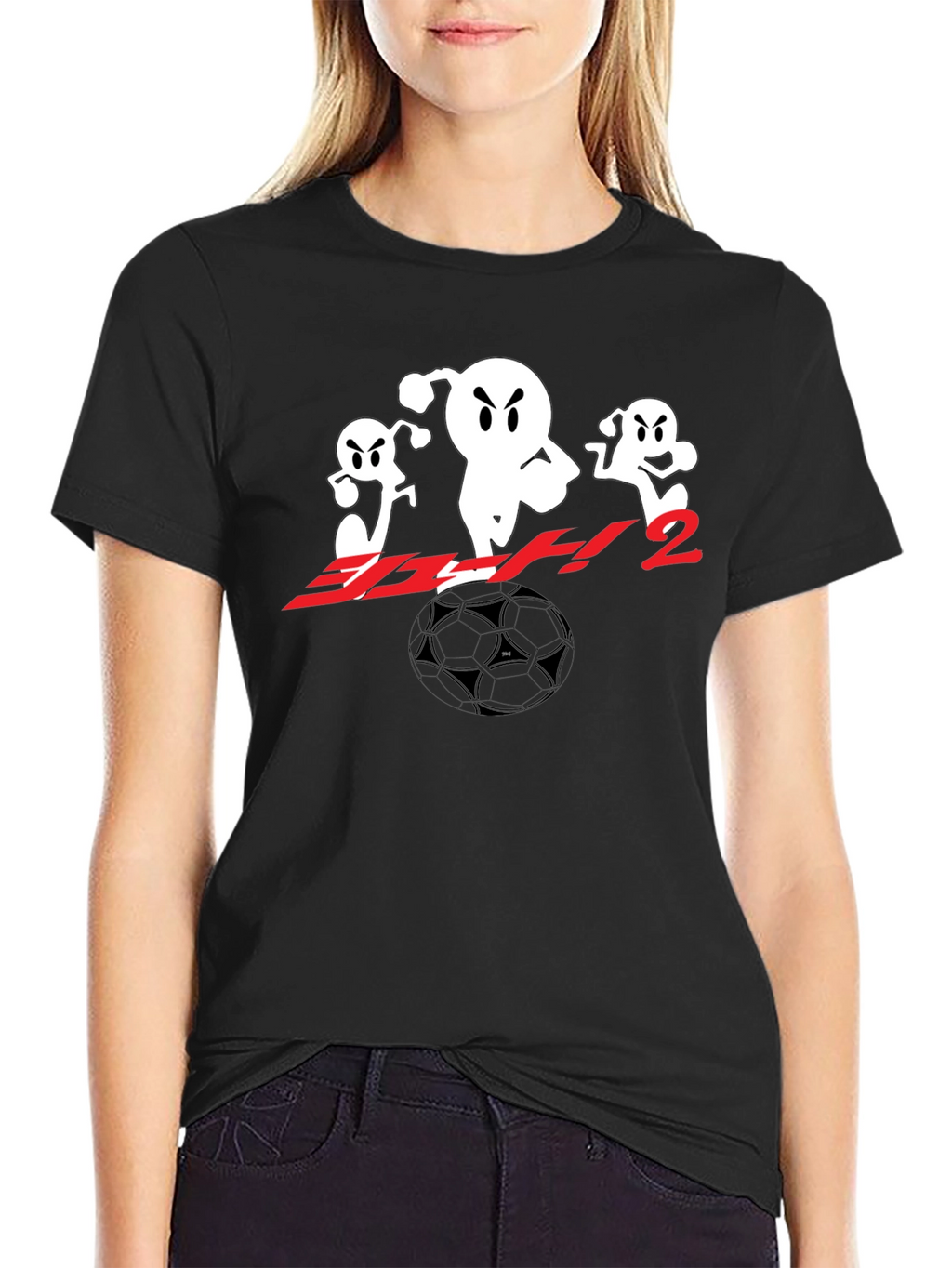 Black T-Shirt with Anime Soccer Design