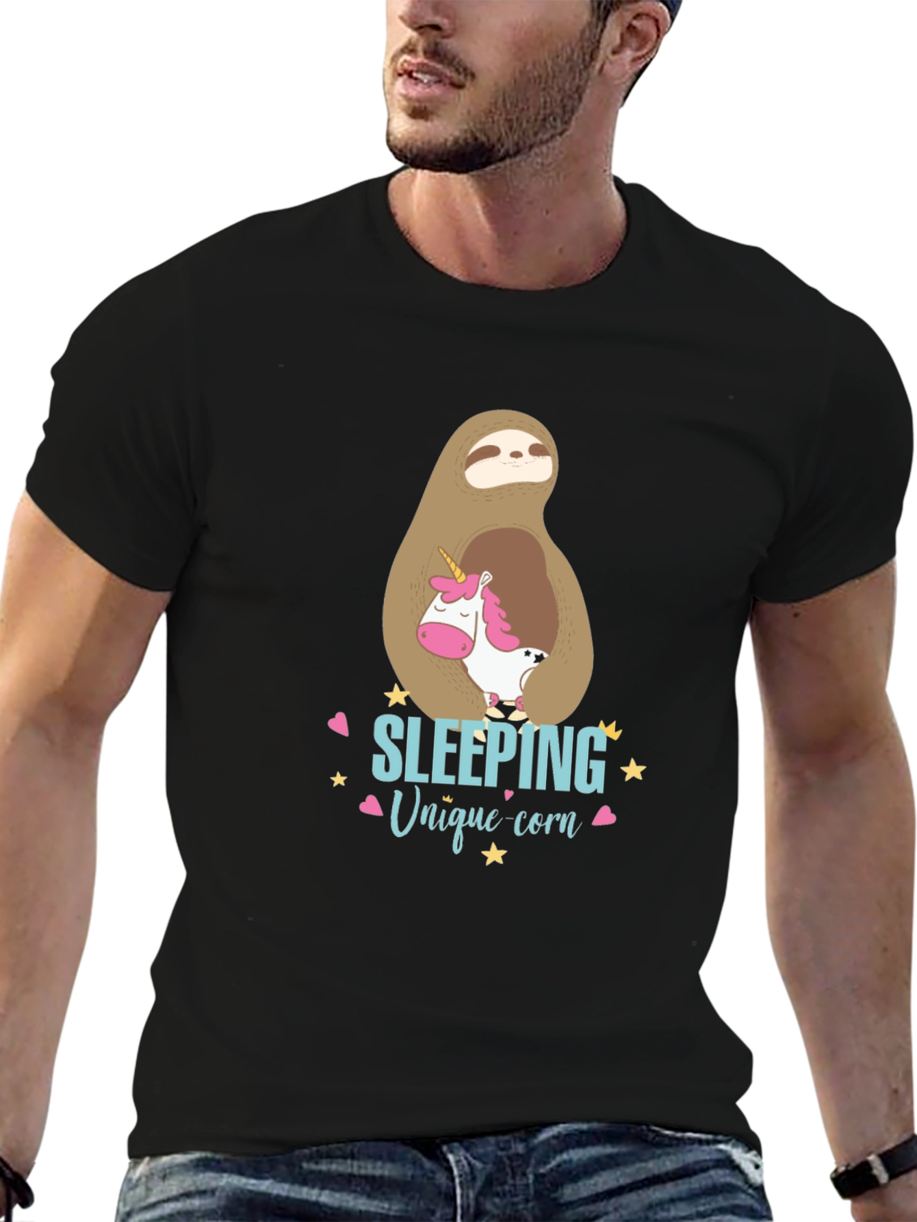Cute Sloth & Unicorn Graphic T-Shirt