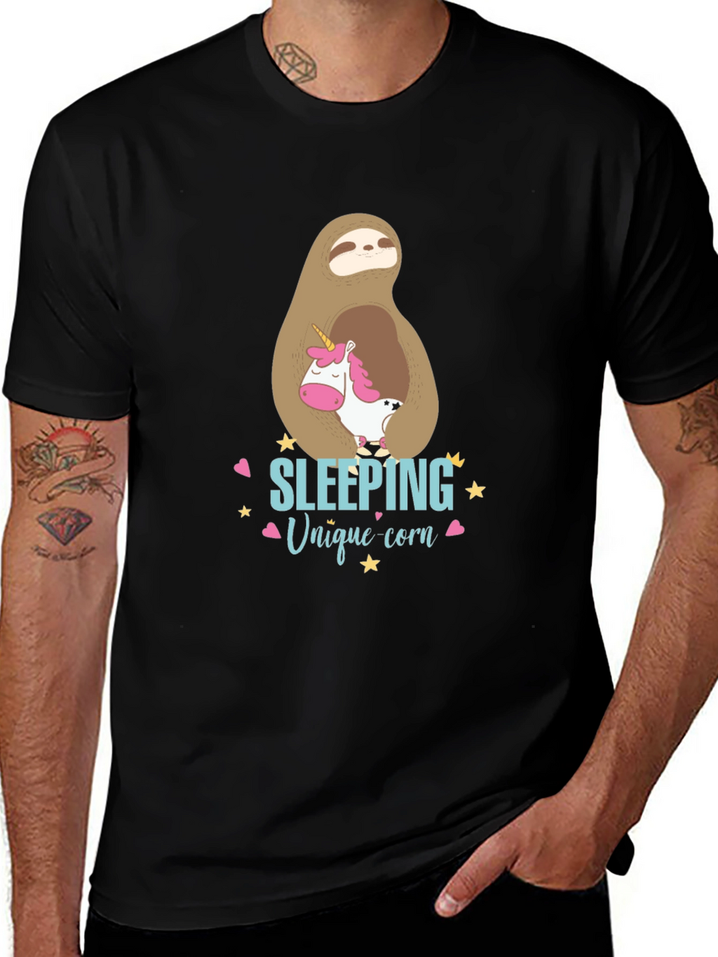 Cute Sloth & Unicorn Graphic T-Shirt