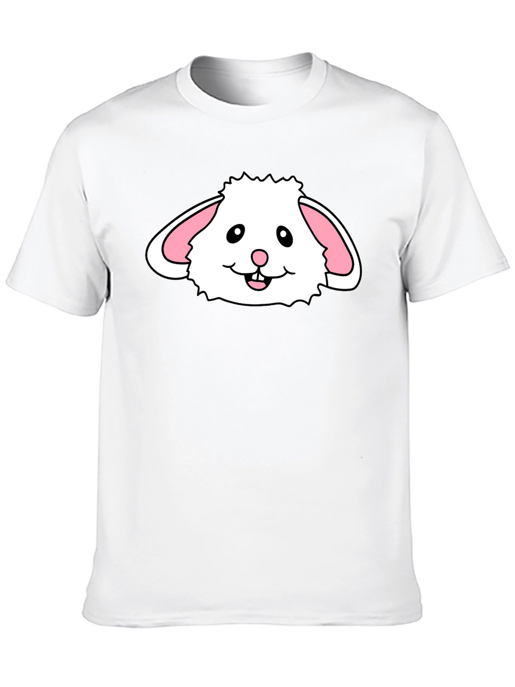 Cute Bunny Face Graphic T-Shirt - Black Cotton Tee