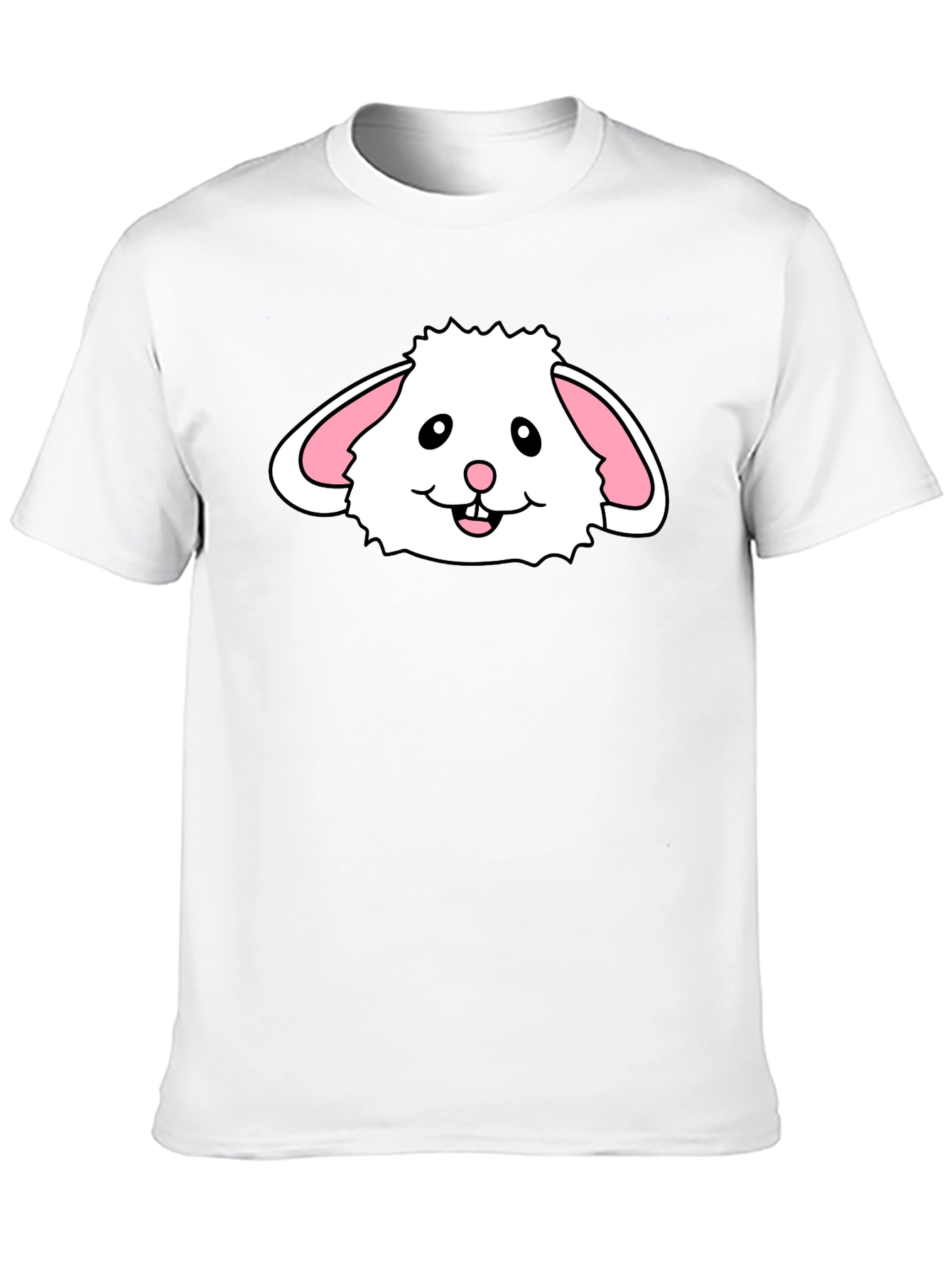 Cute Bunny Face Graphic T-Shirt - Black Cotton Tee