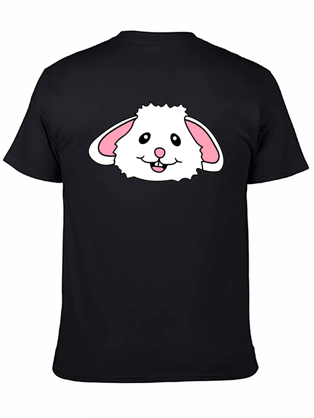 Cute Bunny Face Graphic T-Shirt - Black Cotton Tee