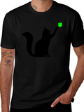 Shamrock Cat T-Shirt - Lucky Black Tee