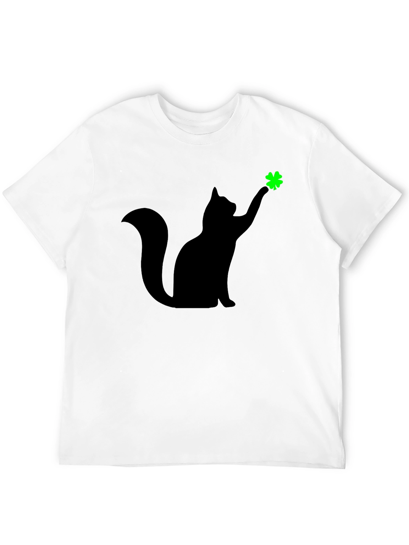 Shamrock Cat T-Shirt - Lucky Black Tee