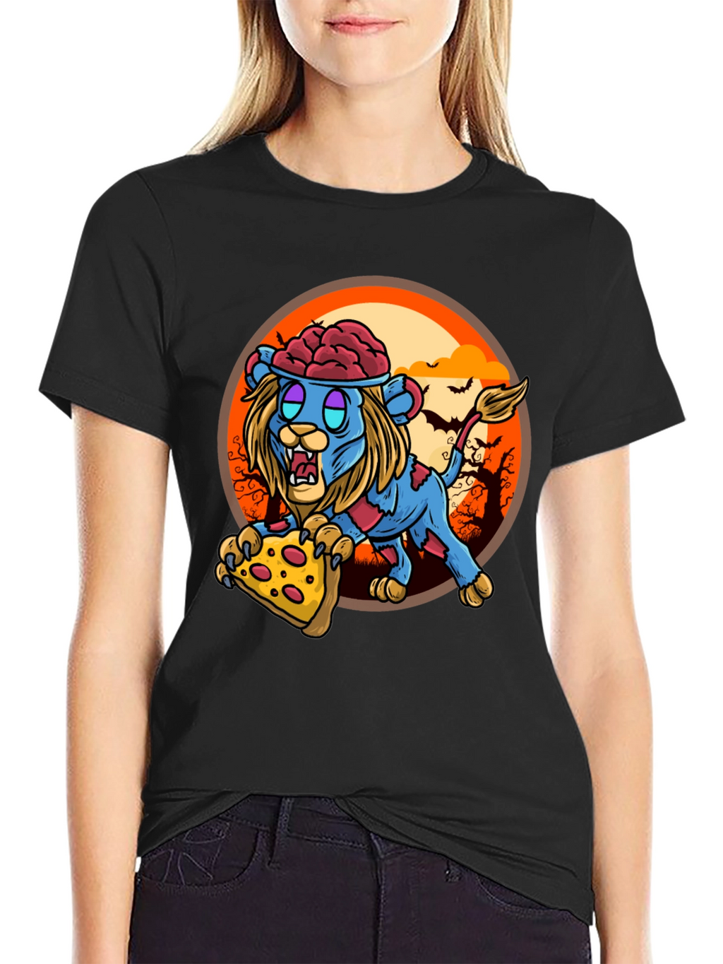 Zombie Lion Pizza T-Shirt