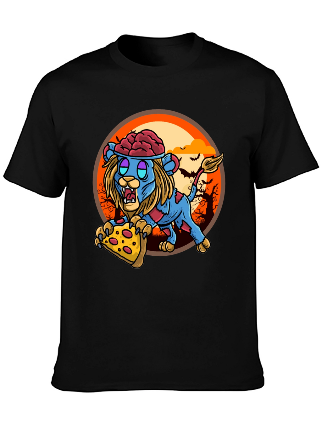 Zombie Lion Pizza T-Shirt