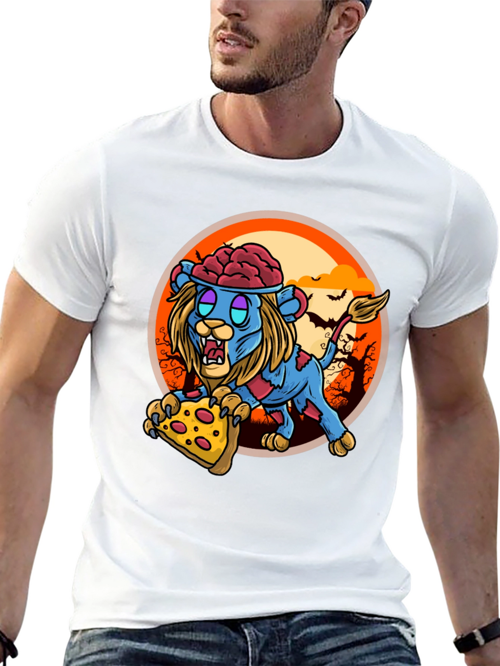 Zombie Lion Pizza T-Shirt