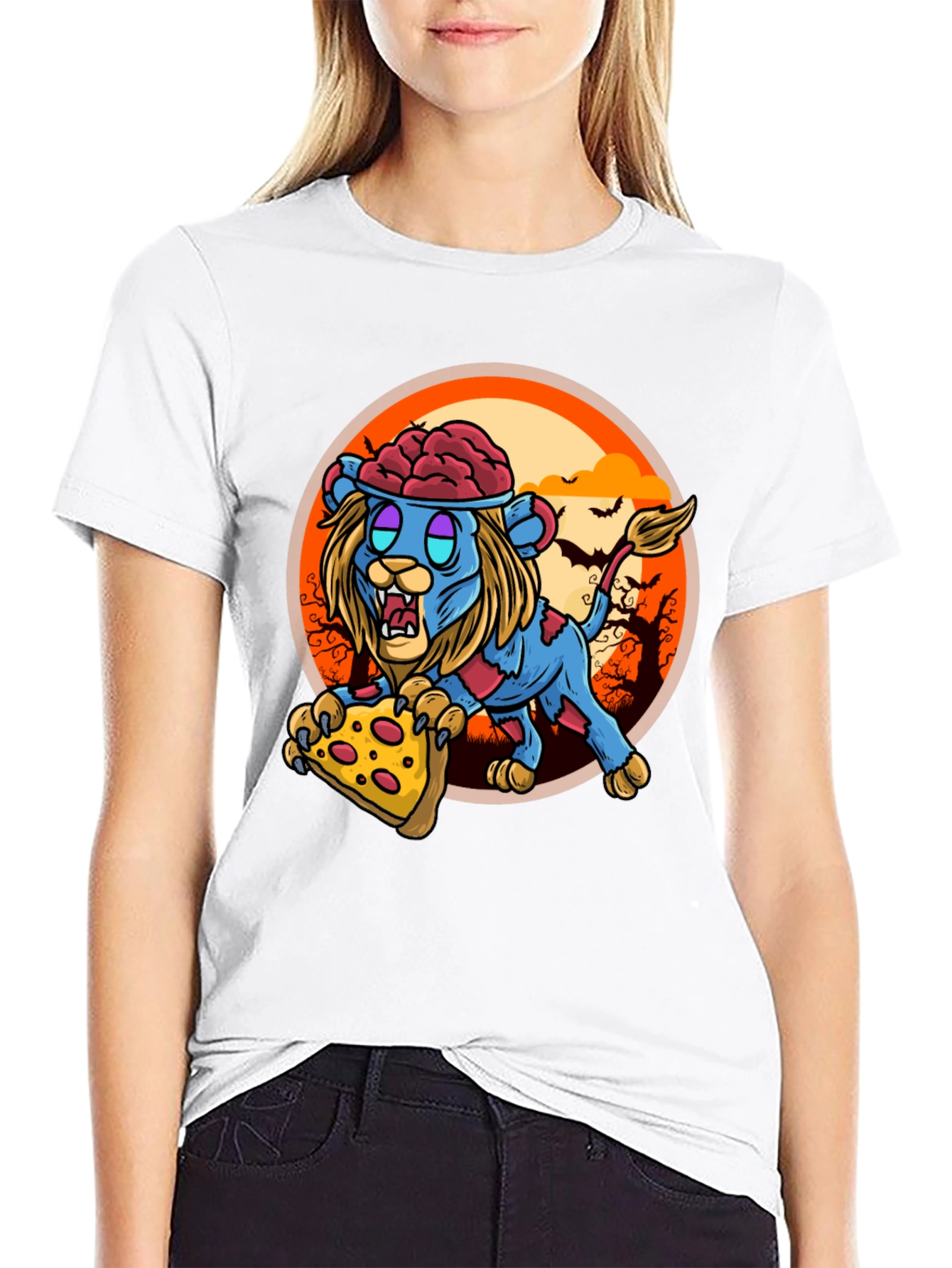 Zombie Lion Pizza T-Shirt