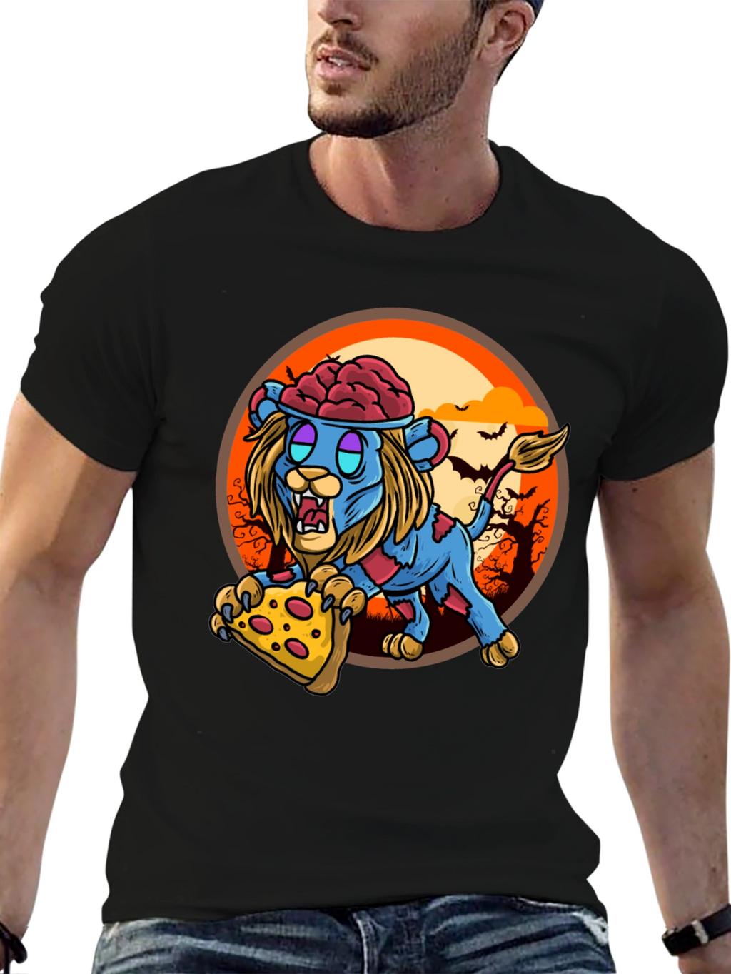 Zombie Lion Pizza T-Shirt