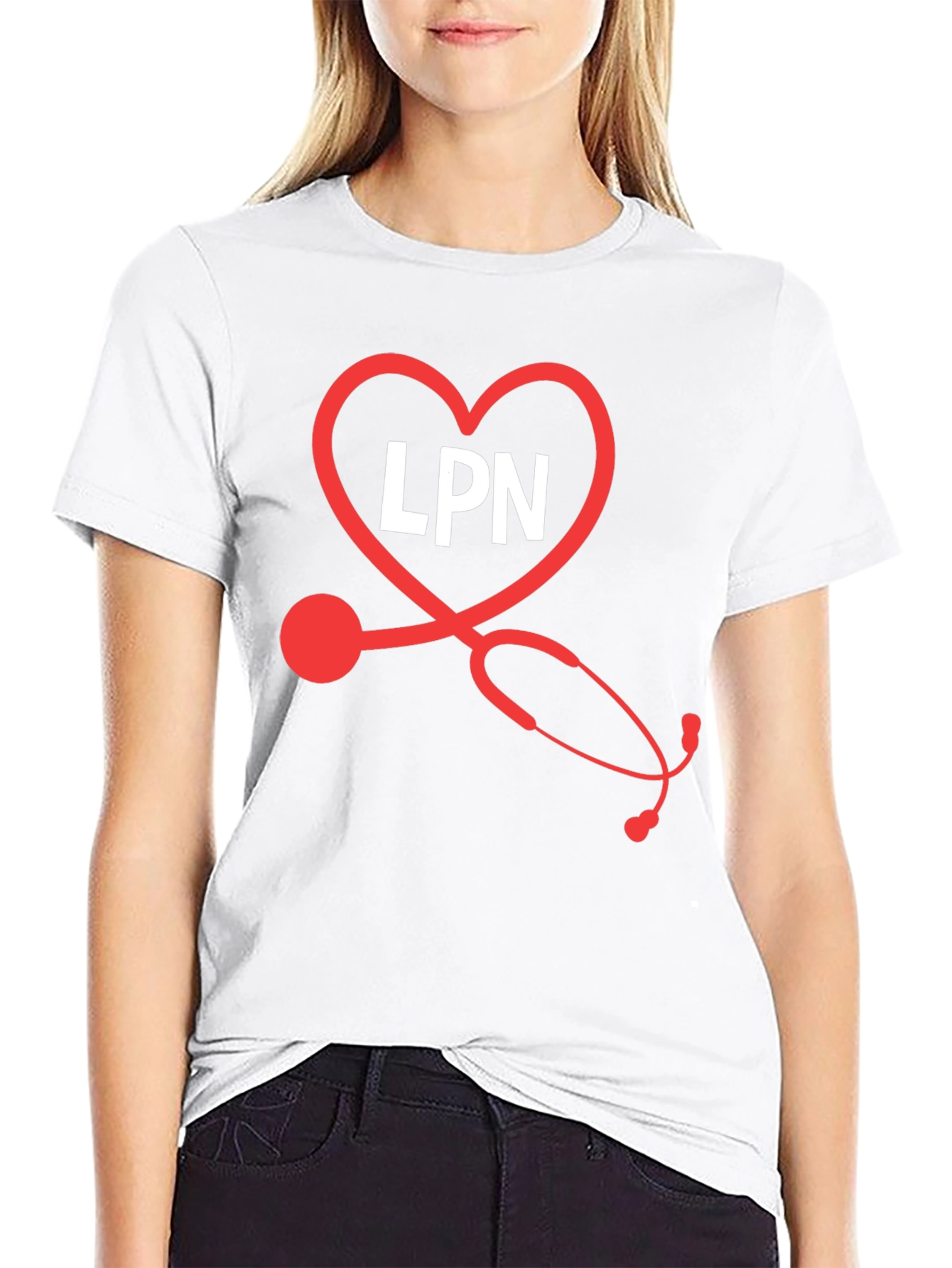 LPN Heart Stethoscope Black T-Shirt
