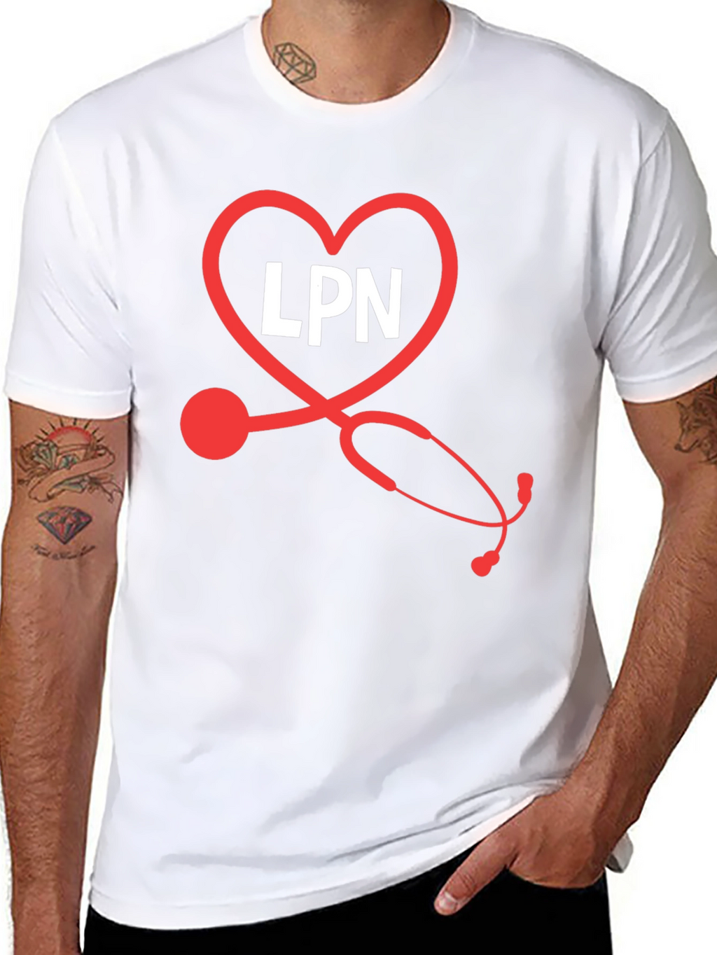 LPN Heart Stethoscope Black T-Shirt
