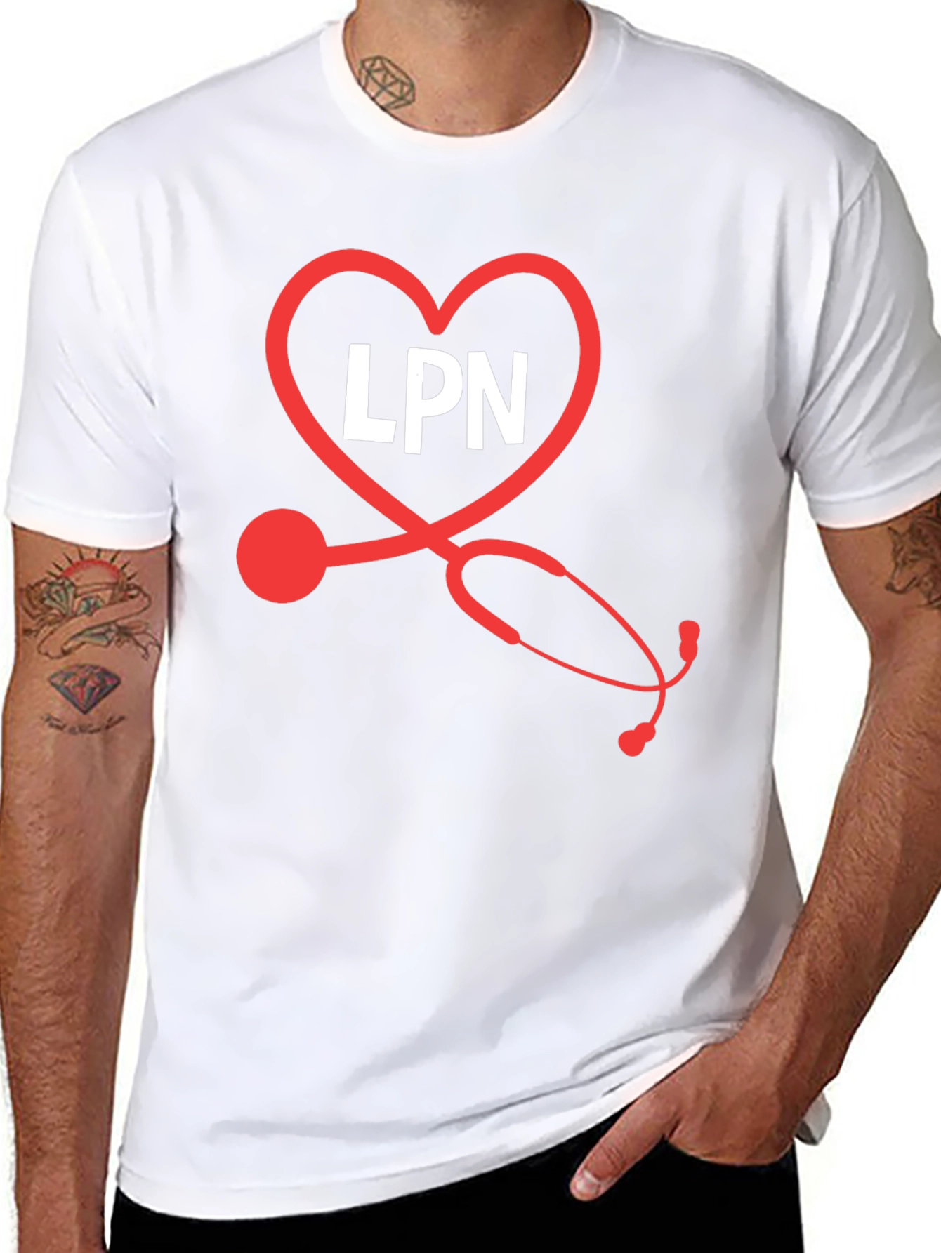 LPN Heart Stethoscope Black T-Shirt