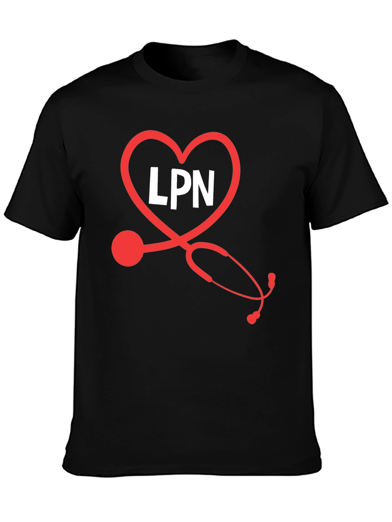 LPN Heart Stethoscope Black T-Shirt