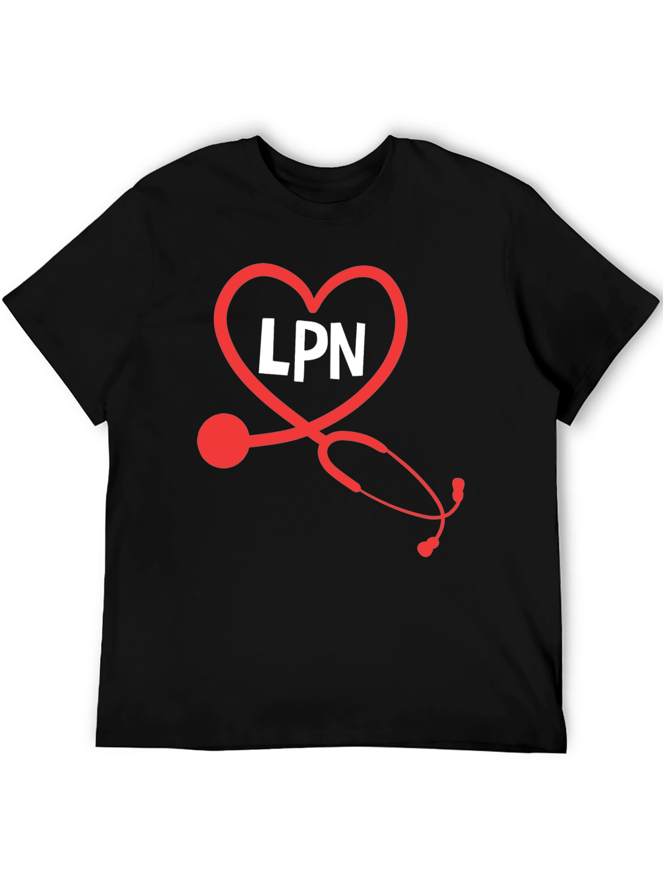 LPN Heart Stethoscope Black T-Shirt
