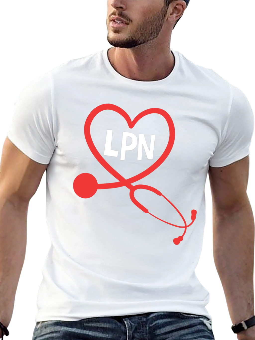 LPN Heart Stethoscope Black T-Shirt