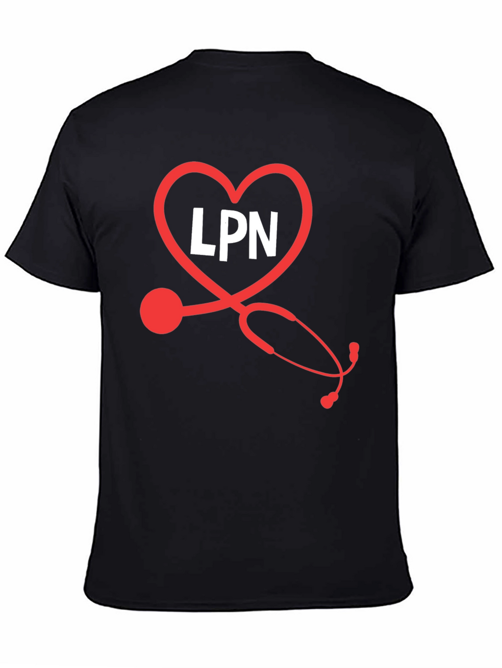 LPN Heart Stethoscope Black T-Shirt