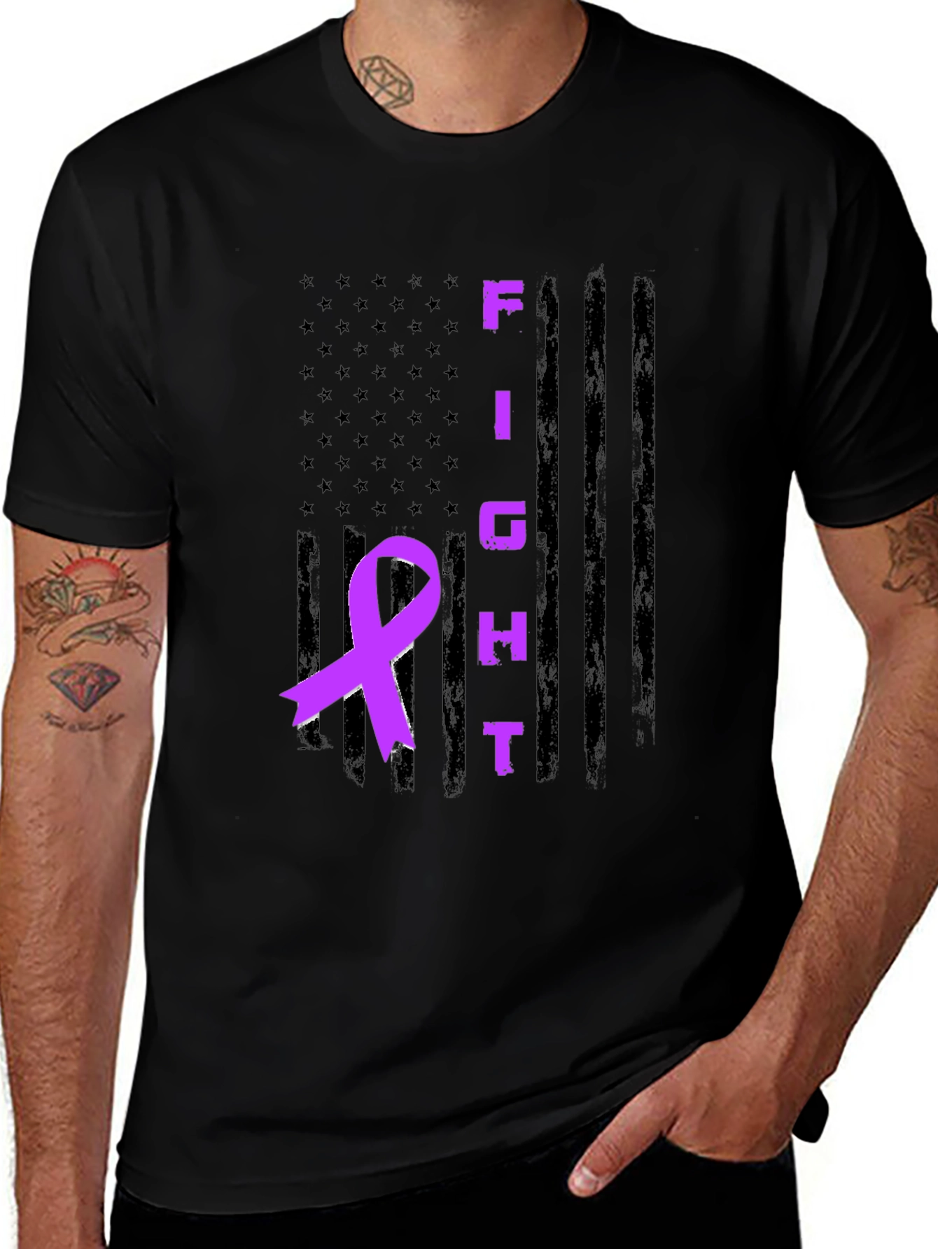 Fight Awareness Ribbon Graphic T-Shirt