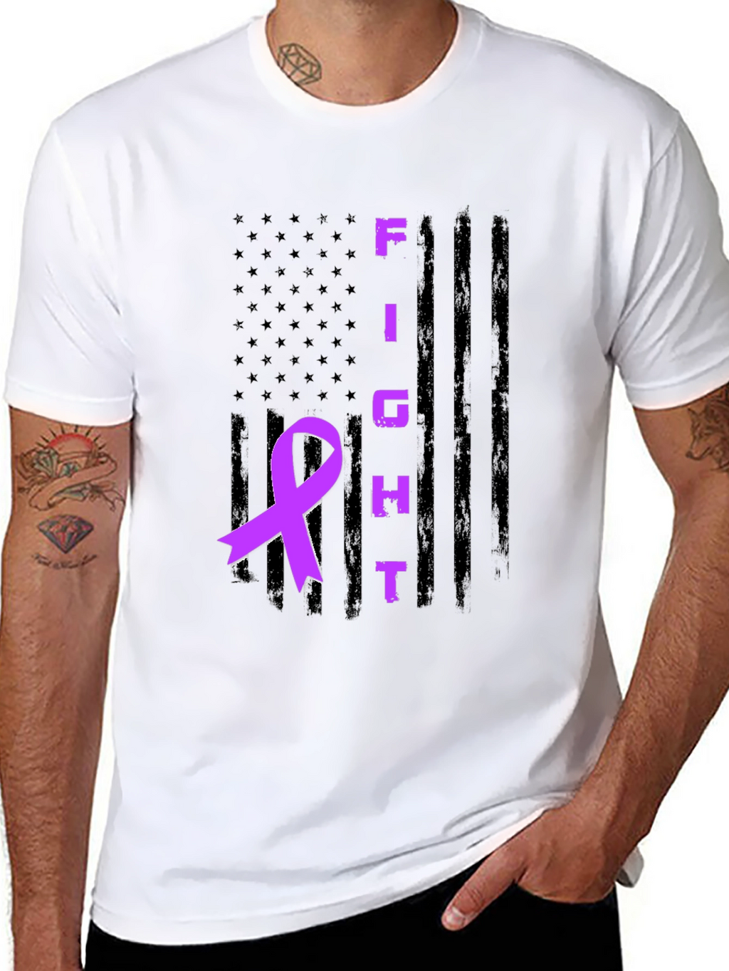 Fight Awareness Ribbon Graphic T-Shirt