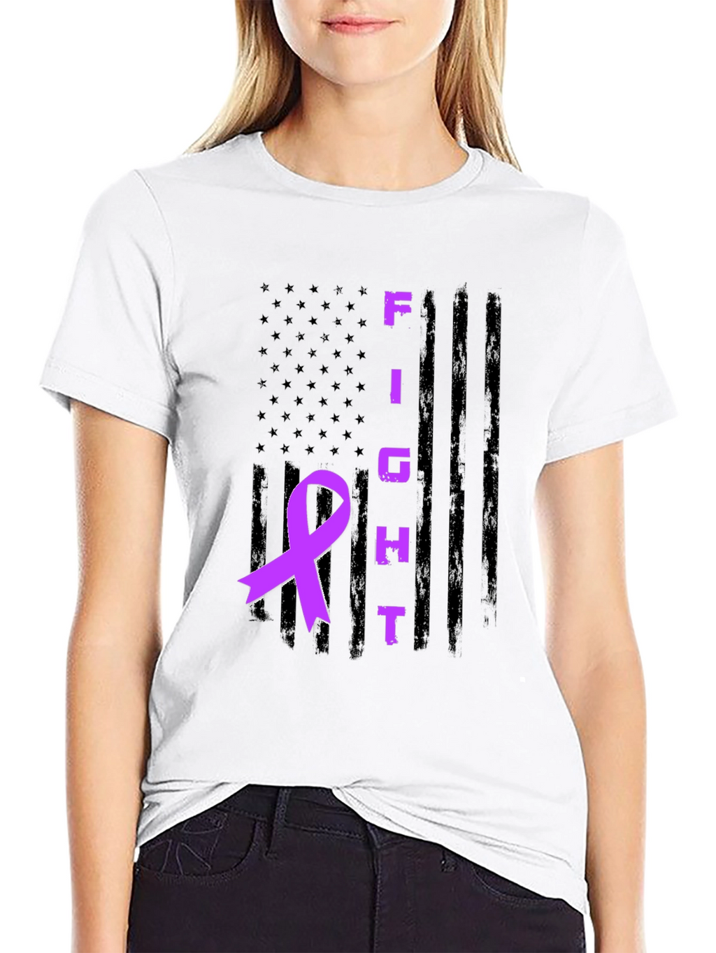 Fight Awareness Ribbon Graphic T-Shirt