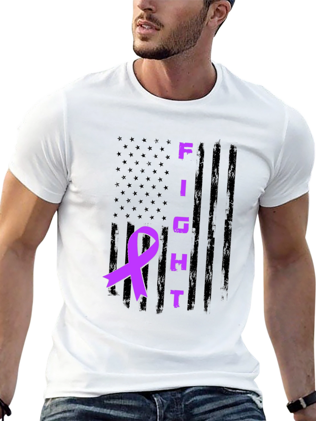Fight Awareness Ribbon Graphic T-Shirt
