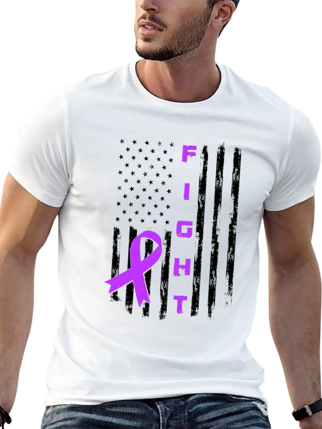 Fight Awareness Ribbon Graphic T-Shirt