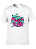 Retro Alien Graphic Tee - Black Cotton Blend