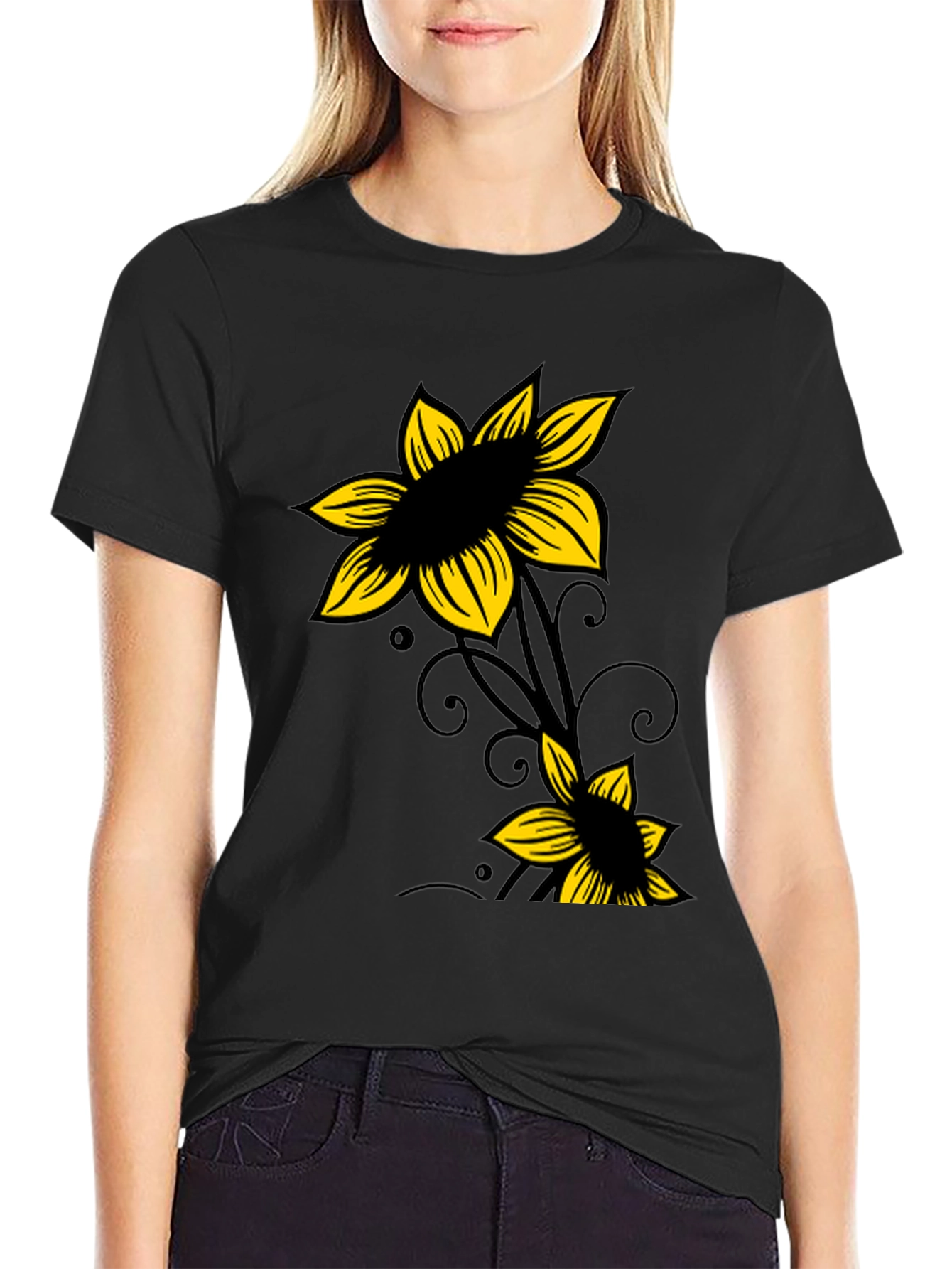 Black Floral Graphic Tee