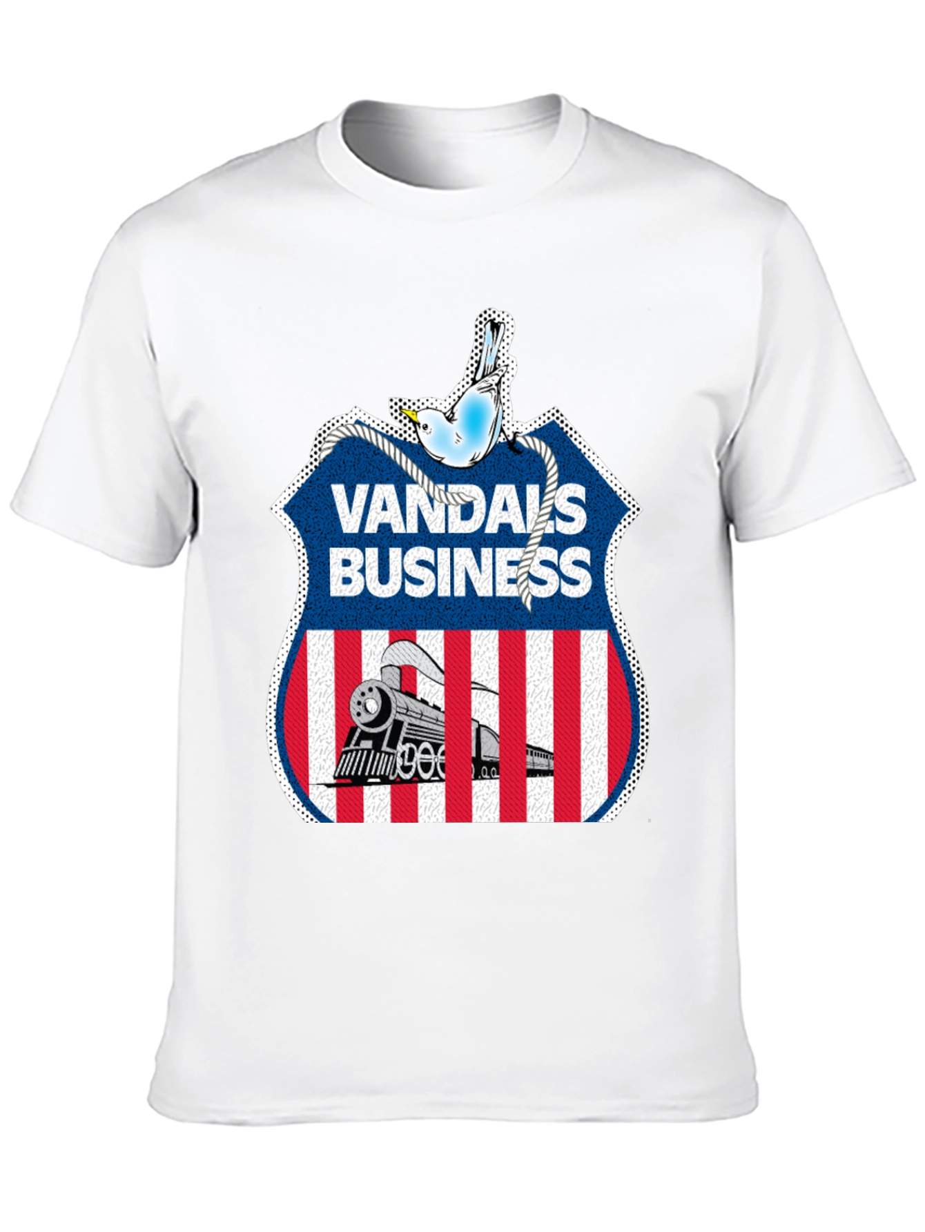 Vandals Business T-Shirt - Train & Bird Graphic