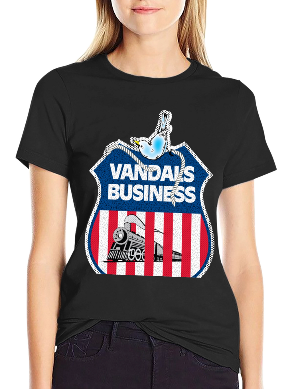 Vandals Business T-Shirt - Train & Bird Graphic