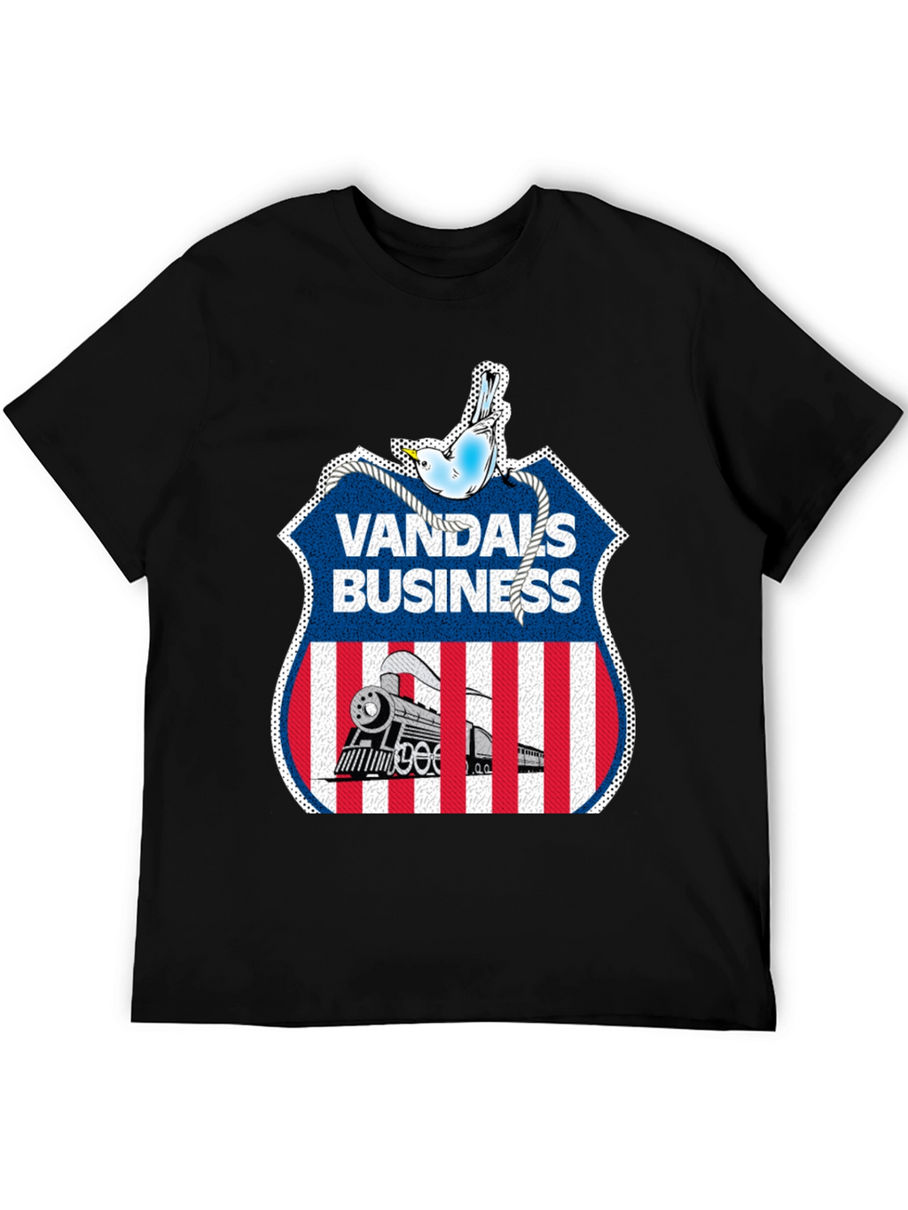 Vandals Business T-Shirt - Train & Bird Graphic