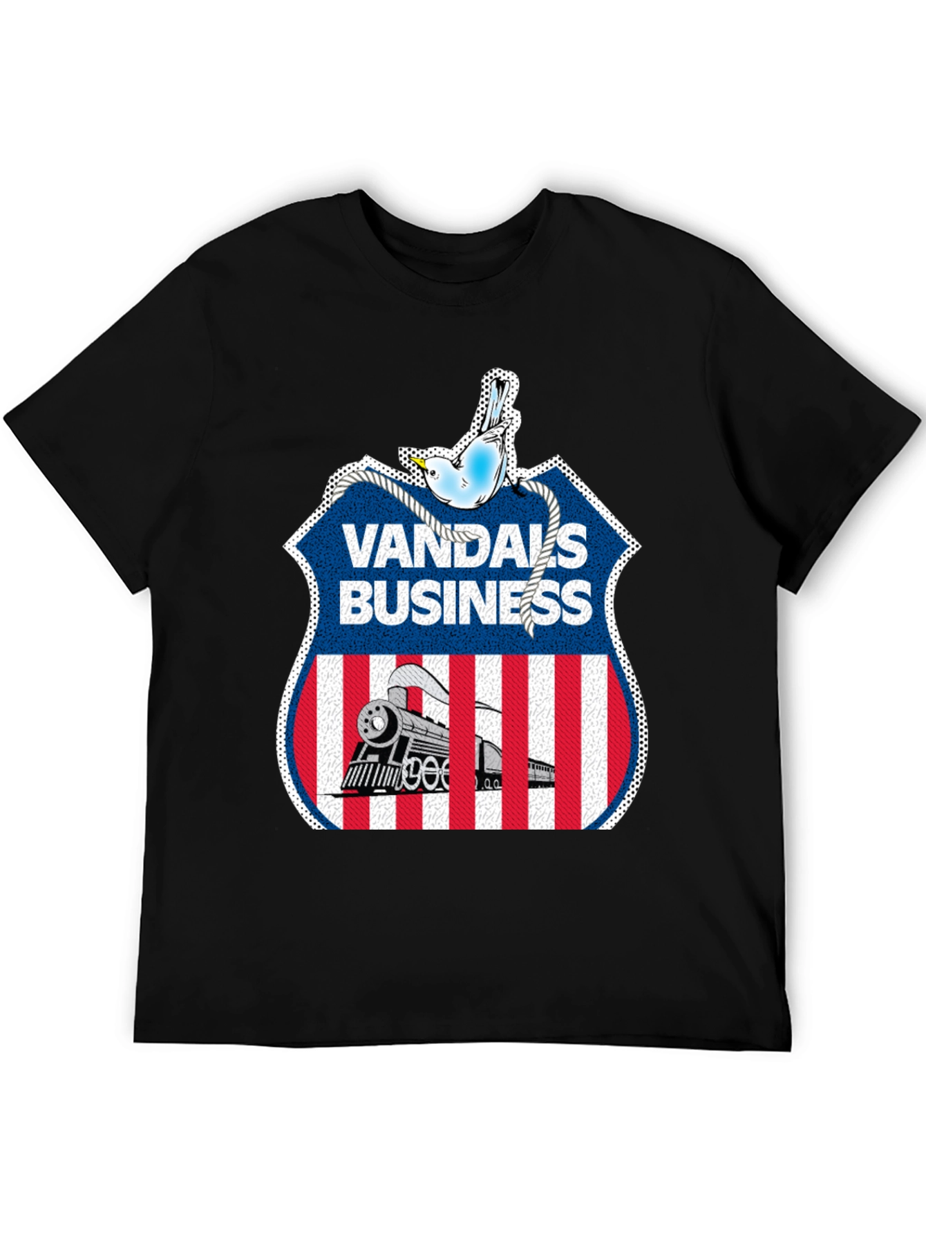 Vandals Business T-Shirt - Train & Bird Graphic