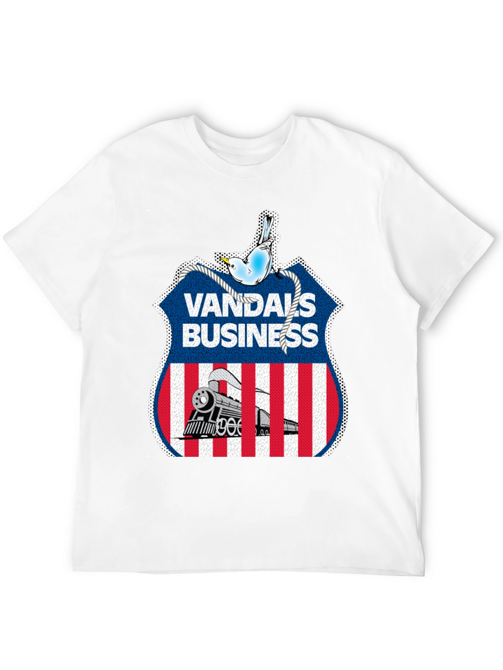 Vandals Business T-Shirt - Train & Bird Graphic