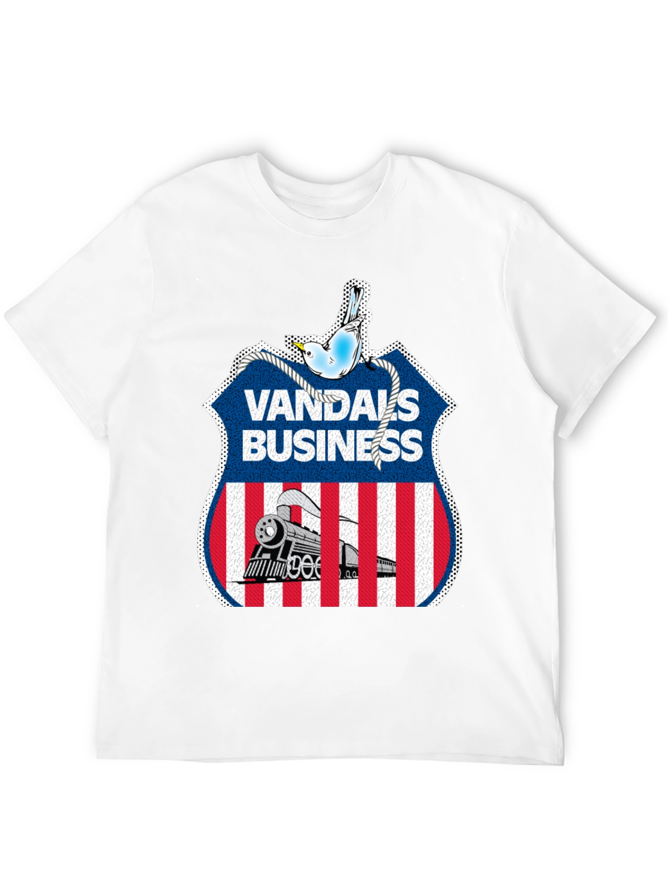 Vandals Business T-Shirt - Train & Bird Graphic