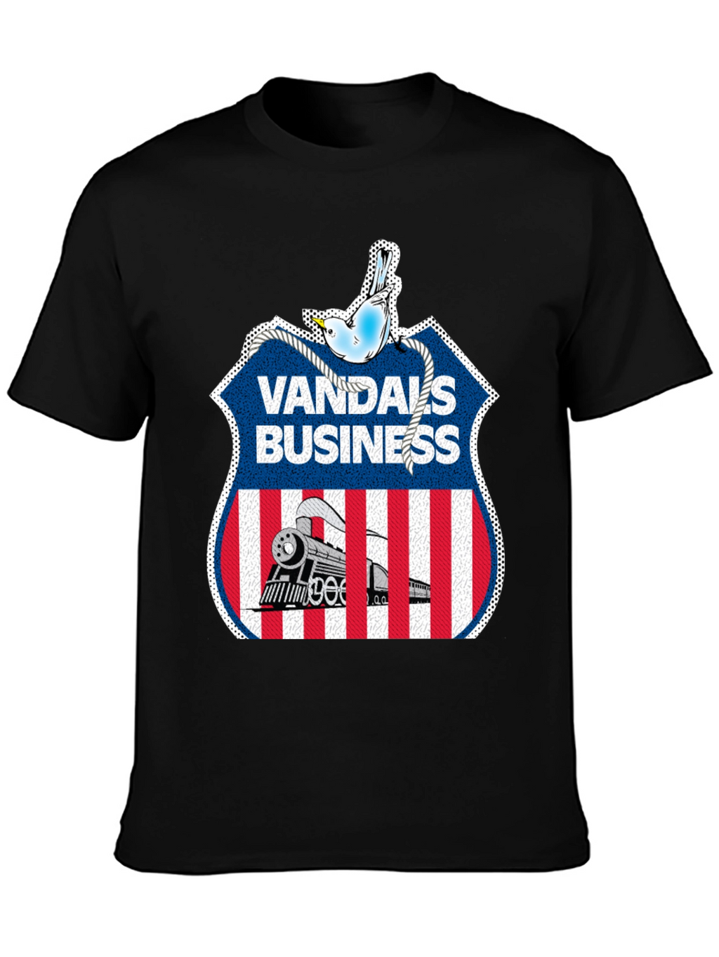 Vandals Business T-Shirt - Train & Bird Graphic